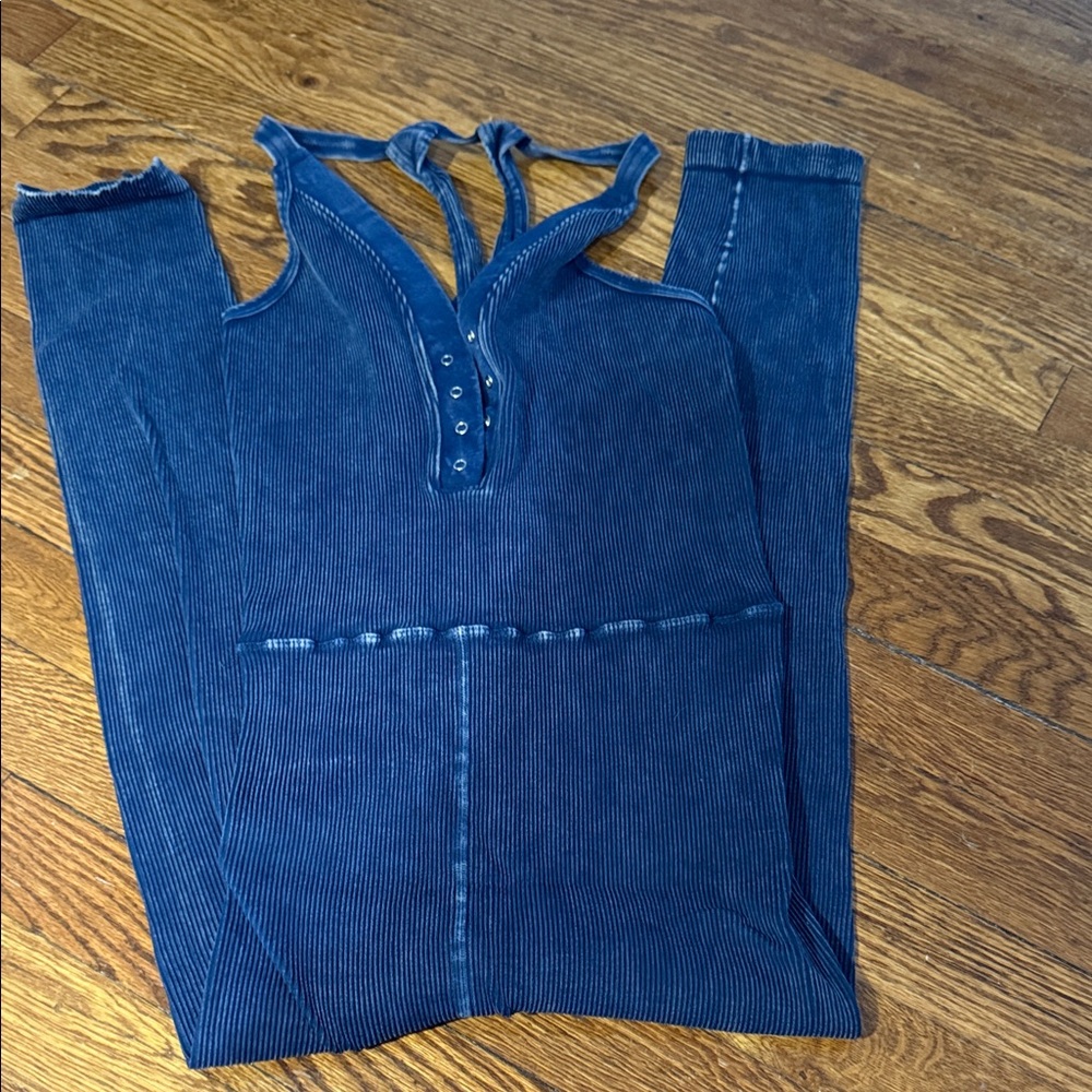 Free People navy Ribbed jumpsuit
